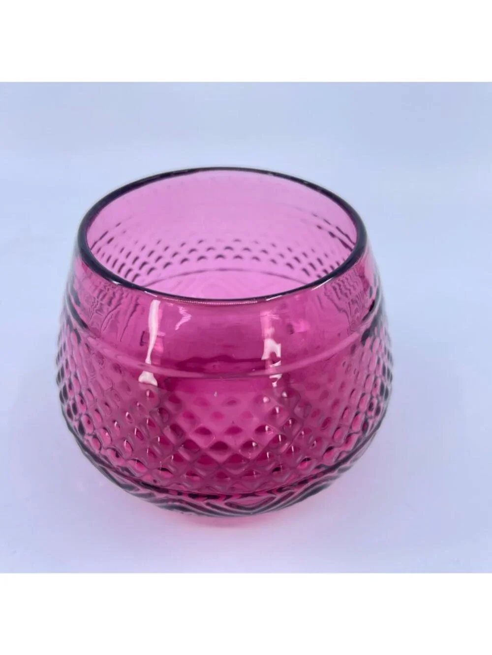 pilgrim cranberry glass open sugar bowl features bennington pattern
